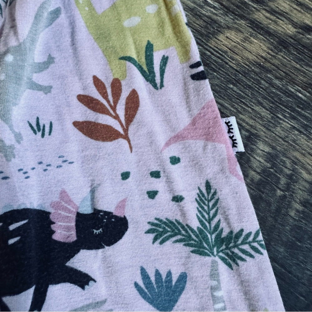 Little Sleepies Pink Floral and Green Dino Zip One-Piece Pajama - Picture 7 of 9